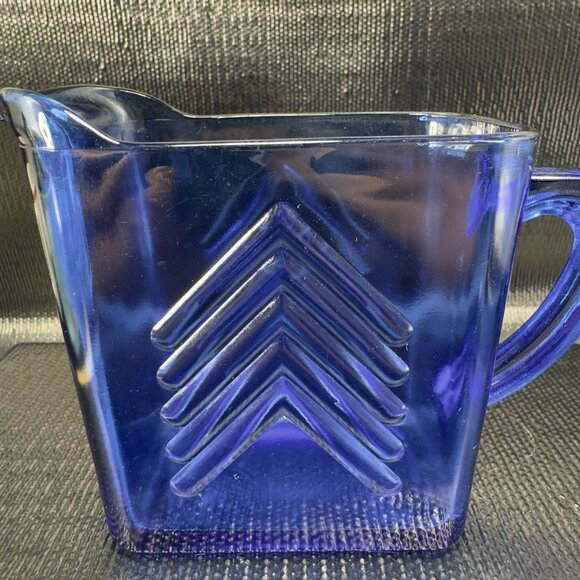 Vintage Hazel Atlas Cobalt Blue Depression Glass Creamer Pitcher Jug Carafe VTG - Picture 8 of 12